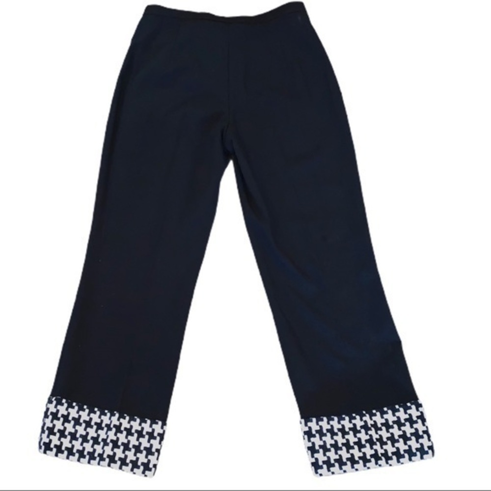 Spiegel black cropped pants black & white houndstooth Cuff 6 NWOT new - Picture 8 of 11